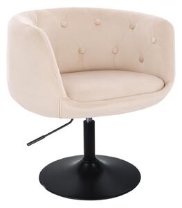 LuxuryForm DESIGN Křeslo MONTANA VELUR na černém talíři - krémové