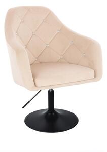 LuxuryForm DESIGN Křeslo ROMA VELUR na černém talíři - krémové