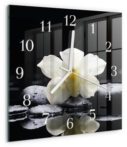 Skleněné hodiny Orchidejové kameny zskb-30x30-00058682