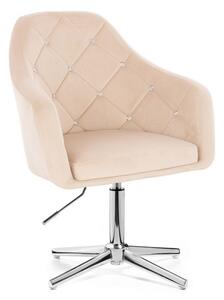 LuxuryForm DESIGN Křeslo ROMA VELUR na stříbrném kříži - krémové