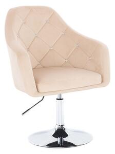 LuxuryForm DESIGN Křeslo ROMA VELUR na stříbrném talíři - krémové
