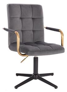 LuxuryForm Židle VERONA GOLD VELUR na černém kříži - tmavě šedá