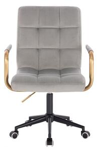 LuxuryForm Židle VERONA GOLD VELUR na černé podstavě s kolečky - světle šedá