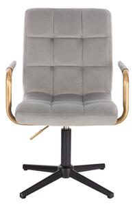 LuxuryForm Židle VERONA GOLD VELUR na černém kříži - světle šedá