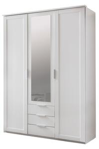 Šatní skříň NATHAN bílá, 3 dveře, 1 zrcadlo