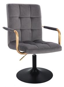 LuxuryForm Židle VERONA GOLD VELUR na černém talíři - tmavě šedá