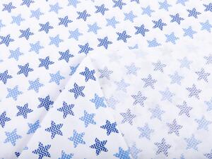 Bavlněná látka/plátno Sandra SA-266 Modré hvězdičky na bílém - šířka 140 cm