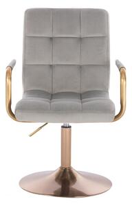 LuxuryForm Židle VERONA GOLD VELUR na zlatém talíři - světle šedá