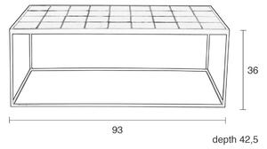 Černý kovový konferenční stolek ZUIVER GLAZED s keramickým obkladem 93x43 cm