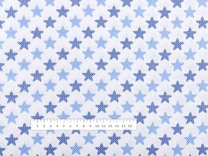 Bavlněná látka/plátno Sandra SA-266 Modré hvězdičky na bílém - šířka 140 cm