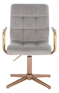 LuxuryForm Židle VERONA GOLD VELUR na zlatém kříži - světle šedá