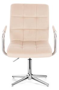 LuxuryForm Židle VERONA VELUR na stříbrném kříži - krémová