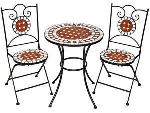 Tectake 401637 zahradní nábytek mozaika kulatý stůl a 2 židle - hnědá