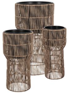Bizzotto Set tří zahradních květináčů z umělého ratanu Ayun Ø22/28/36 cm