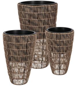 Bizzotto Set tří zahradních květináčů z umělého ratanu Ayun Ø26/30/36 cm