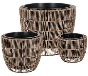 Bizzotto Set tří zahradních květináčů z umělého ratanu Ayun Ø24/33/44 cm