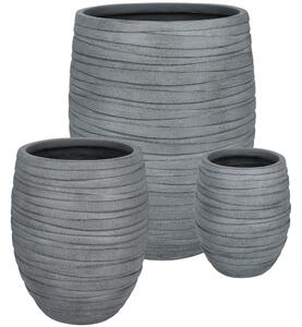 Bizzotto Šedý set tří keramických zahradních květináčů Strips Ø25/36/49 cm