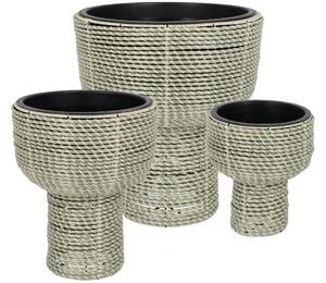 Bizzotto Set tří zahradních květináčů z umělého ratanu Thanh Ø26/35/45 cm