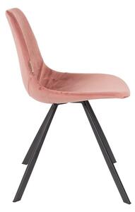 Růžová sametová jídelní židle DUTCHBONE Franky