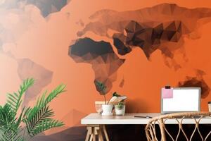 Samolepící tapeta oranžová mapa v polygonálním stylu - 150x100 cm