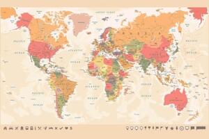 Tapeta podrobná mapa světa - 150x100 cm