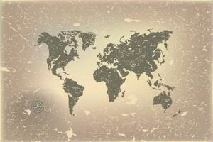 Tapeta stará mapa světa na abstraktním pozadí - 225x150 cm