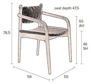 Hnědá dřevěná jídelní židle DUTCHBONE TORRANCE s područkami
