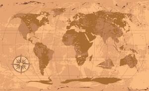Tapeta rustikální mapa světa - 300x200 cm