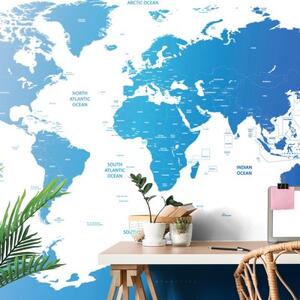 Samolepící tapeta mapa světa s jednotlivými státy - 300x200 cm