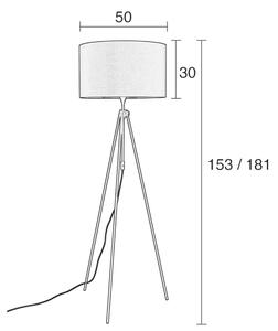 Černá stojací lampa ZUIVER LESLEY 153-181 cm