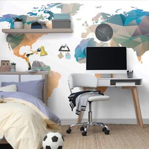 Samolepící tapeta polygonální mapa světa - 225x150 cm