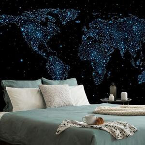 Samolepící tapeta mapa světa s noční oblohou - 150x100 cm