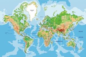 Tapeta klasická mapa světa - 300x200 cm