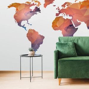Tapeta mapa světa v odstínech oranžové - 300x200 cm