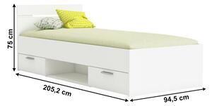 Jednolůžková postel 90 cm Myriam (bílá) (bez matrace a roštu). Vlastní profesionální přeprava až k Vám domů 1040192
