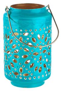 BLUE MAROCCO Lucerna 25 cm - petrolejová/zlatá