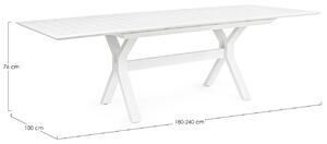 Bílý hliníkový zahradní rozkládací stůl Bizzotto Kenyon 180/240 x 100 cm