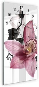Skleněné hodiny vertikální Orchidej zsppc-30x60-00170462