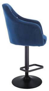 LuxuryForm Barová židle ROMA VELUR na černém talíři - modrá