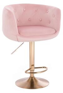 LuxuryForm Barová židle MONTANA VELUR na zlatém talíři - růžová