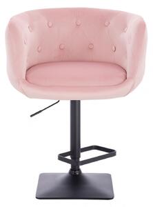 LuxuryForm Barová židle MONTANA VELUR na černé podstavě - růžová