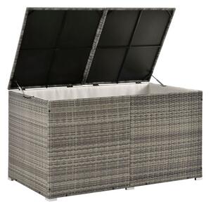 Úložný box z polyratanu 950 l, šedý, s vnitřní plachtou