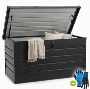 Kovový zahradní box 380 l, uzamykatelný, černý