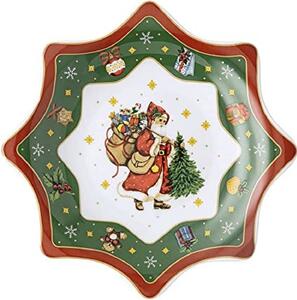 Vánoční tác na cukroví hvězda Veselé Vánoce, 21 cm, zelený Rosenthal (Happy Christmas/ zelený)