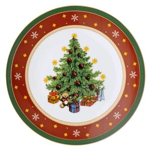 Vánoční tác na noze Veselé Vánoce, 22 cm Stromeček Rosenthal (Happy Christmas/ zelený/ červený)