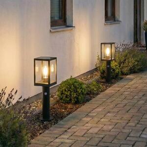 Lindby LED osvětlení cesty Relto, senzor, zemní hrot, 50 cm, Černá, Nerezová ocel, Moderní, Solární lampy