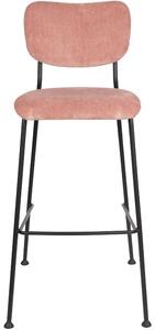 Růžová manšestrová barová židle ZUIVER BENSON 76 cm