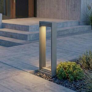 Lucande LED podlahová lampa Ashkan, výška 40 cm, antracitová, IP65, Hliník / šedá / zinek, kov, Moderní