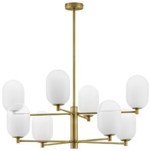 Bílo-zlaté skleněné závěsné světlo Nova Luce Balor 80 cm