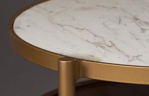 Bílo zlatý kovový odkládací stolek DUTCHBONE Bella 45 cm